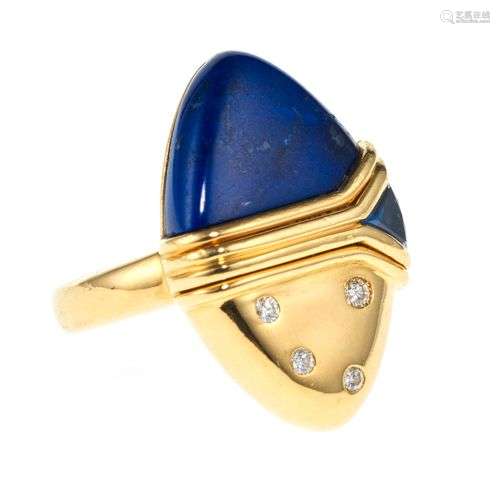 Gübelin, bague stylisée sertie d'une plaque de lapis lazuli ...