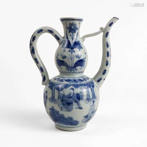 Petite aiguière double-gourde, Chine XXe s Porcelaine émaill...