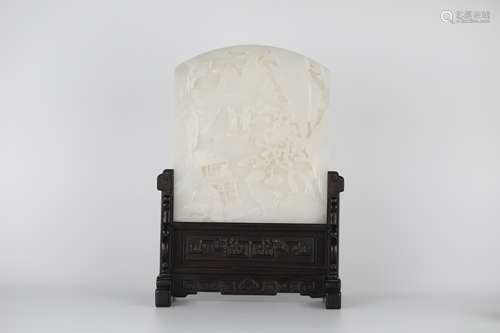 19th,Hotan White Jade Screen