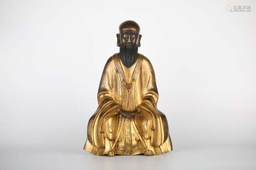 18th,Gilt bronze old man