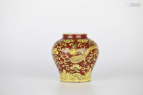 jiajing,Red color dragon pattern Jar