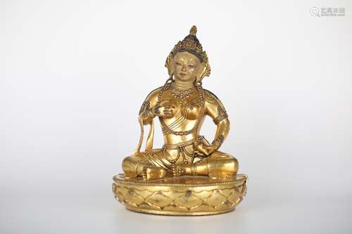 Ming，Gilt bronze Buddha statue