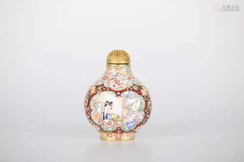 18th,Painted Enamel Figure Snuff Bottle