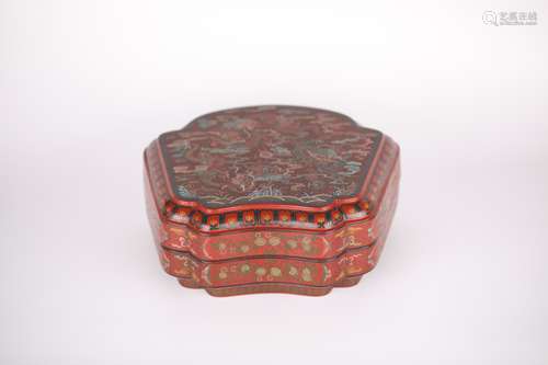 18th,Lacquer carved and painted dragon box