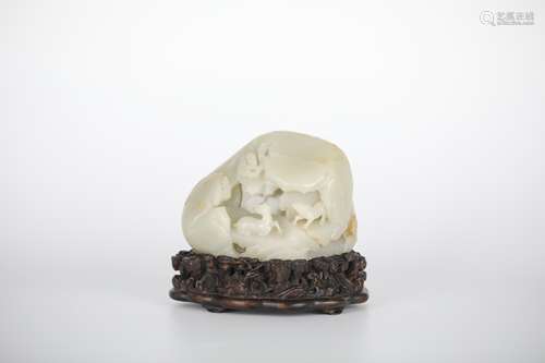 18th,Hetian white jade mountain-shaped ornaments