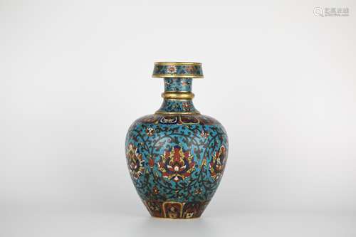 Ming，Cloisonne Enamel Tibetan Grass Vase