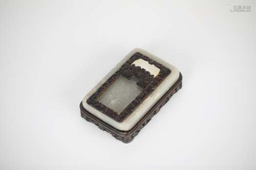 18th,Hetian Jade Inkstone (with red sandalwood box)