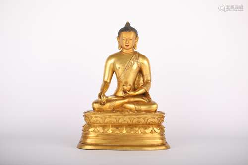 Ancient Mongolian gilt bronze Buddha statue