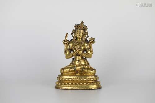 16th,Gilt bronze Buddha statue