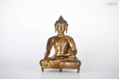 Ancient Tibetan gilt bronze Buddha statue