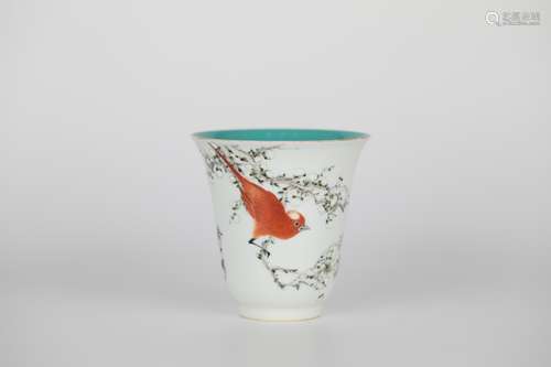 Yu Ziming,Porcelain Cup with Flower Pattern