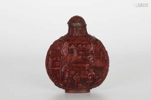 18th,Lacquered character snuff bottle