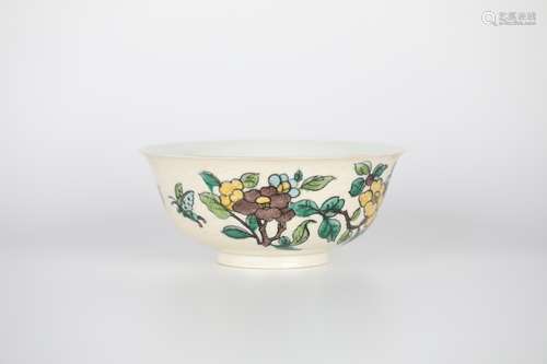 17th,Plain three-color flower pattern bowl