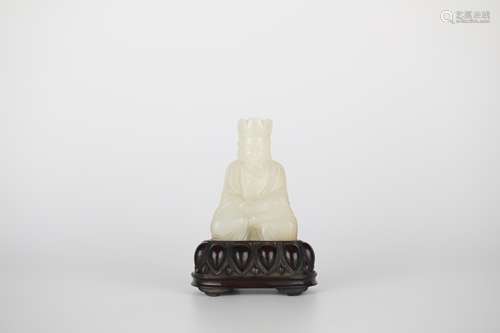 Ming，Hetian White Jade Bodhisattva Statue