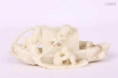 HETIAN JADE BOAT ORNAMENT