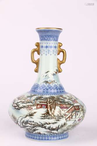 BLUE-AND-WHITE FAMILLE ROSE VASE