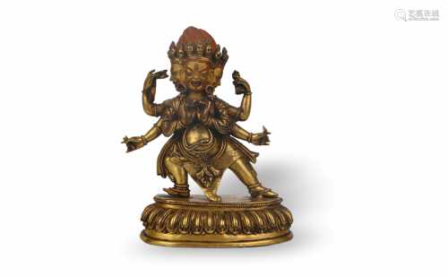 GILT COPPER STATUE OF VAJRA