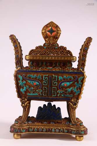 GILT SILVER INCENSE BURNER