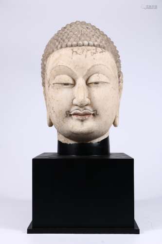WHITE STONE HEAD OF BUDDHA