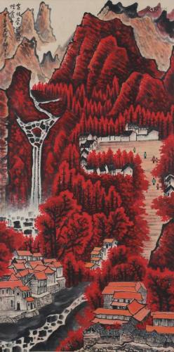 A Chinese Painting of Autumn Scenery Signed Li Keran
