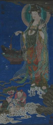 A Chinese Painting of Standing Guanyin Signed Wu Daozi
