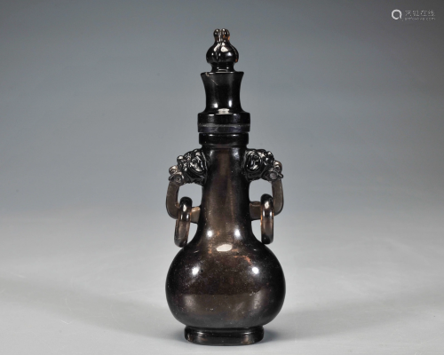 A Carved Smoky Quartz Vase Qing Dynasty