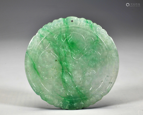 A Carved Jadeite Plaque Qing Dynasty