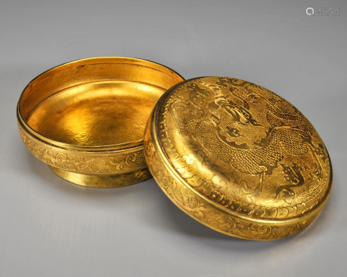 A Gilt-bronze Circular Box Qing Dynasty