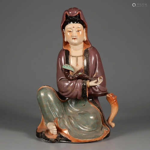 A Famille Rose Seated Guanyin Qing Dynasty