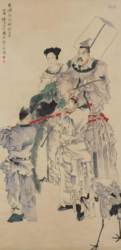 A Chinese Painting of Figures Signed Ren Bonian