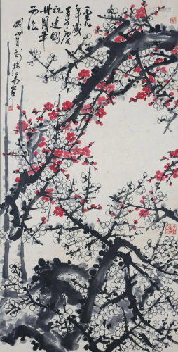 A Chinese Painting of Blooms Signed Guan Shanyue