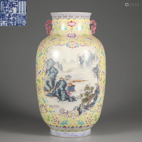 A Famille Rose Lantern Vase Qing Dynasty
