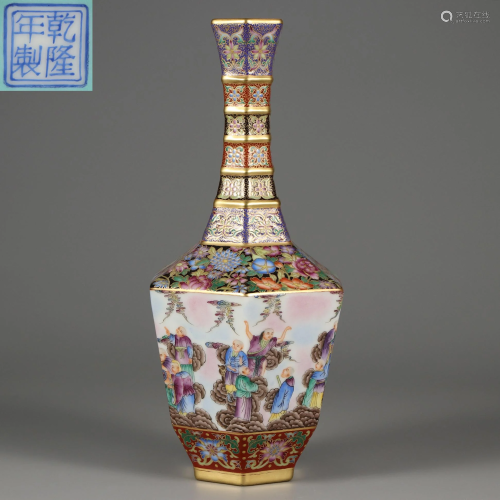 A Falangcai Eighteen Arhats Vase Qing Dynasty
