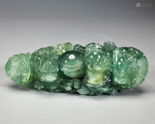 A Carved Tourmaline Decoration Qing Dynasty