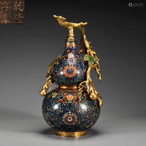 A Cloisonne Enamel Double Gourds Decoration Qing