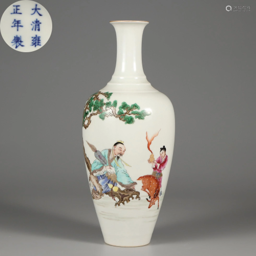 A Famille Rose Figural Vase Qing Dynasty