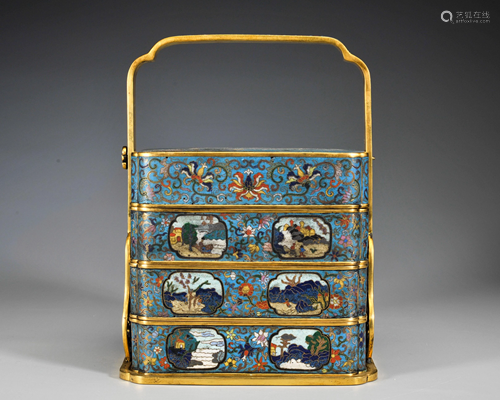 A Cloisonne Enamel Picnic Box Qing Dynasty