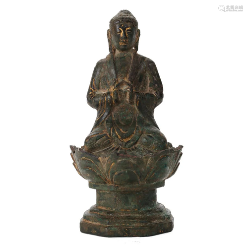 A GILT-IRON FIGURE OF SHAKYAMUNI