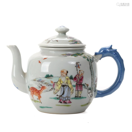 A FAMILLE-ROSE 'FIGURES' TEAPOT