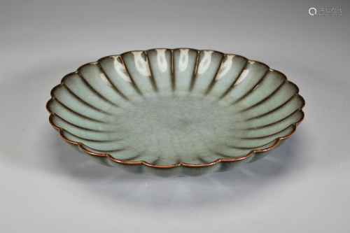 A Guan-ware Lobed Plate Song Dynasty