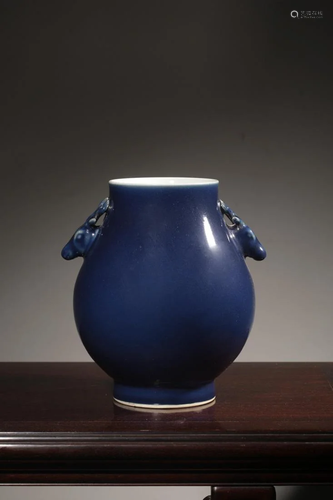 ALTAR BLUE GLAZED DEER-EAR ZUN VASE