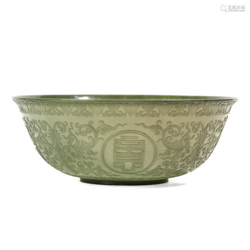 A GREEN JADE BOWL