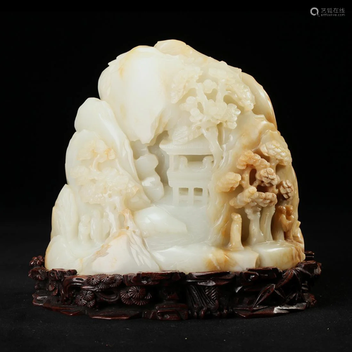 A WHITE JADE 'LANDSCAPE' BOULDER