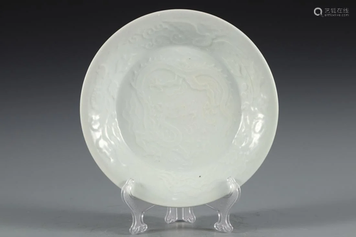 SHUFU GLAZED 'DRAGON AND PHOENIX' PORCELAIN PLATE