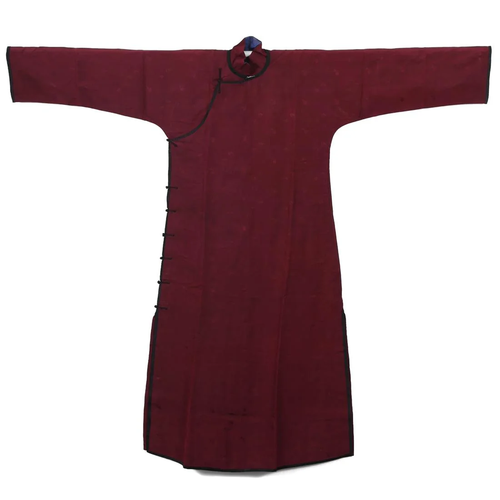 A RED-GROUND EMBROIDERED LADY'S ROBE