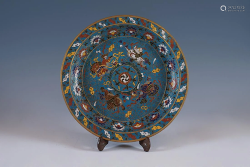 CHINESE CLOISONNE ENAMELED PLATE