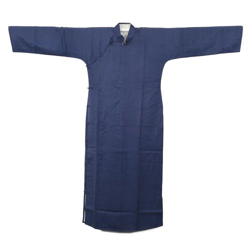 A BLUE-GROUND EMBROIDERED LADY'S ROBE