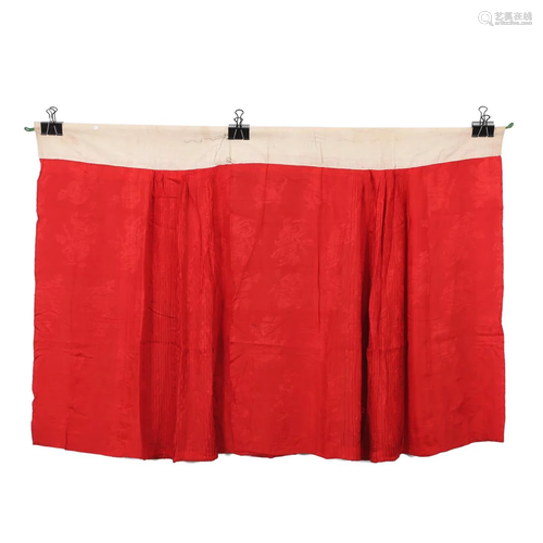 A RED-GROUND EMBROIDERED SKIRT