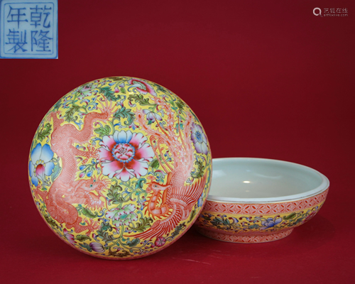 A Famille Rose Circular Box Qianlong Period