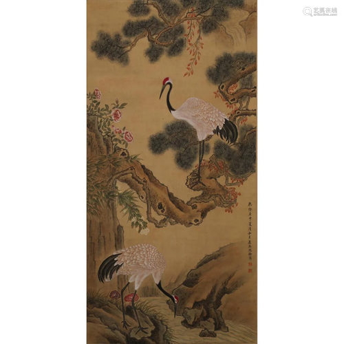 CRANES ON PINE TREE, SHEN QUAN